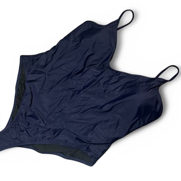 JCrew Womens One Piece Swim Suit Sz 22 Navy Blue Adjustable Straps Classic